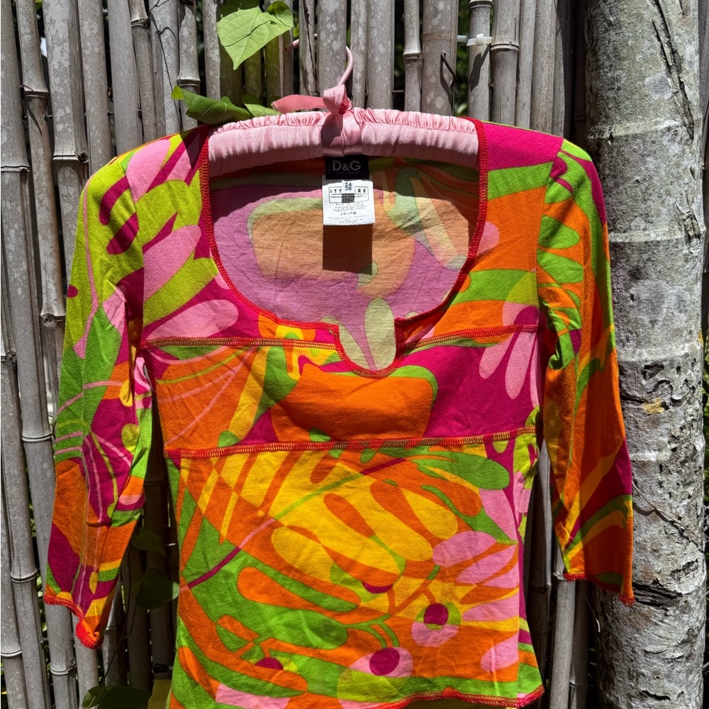D&G Women's Vibrant Pink and Orange Blouse